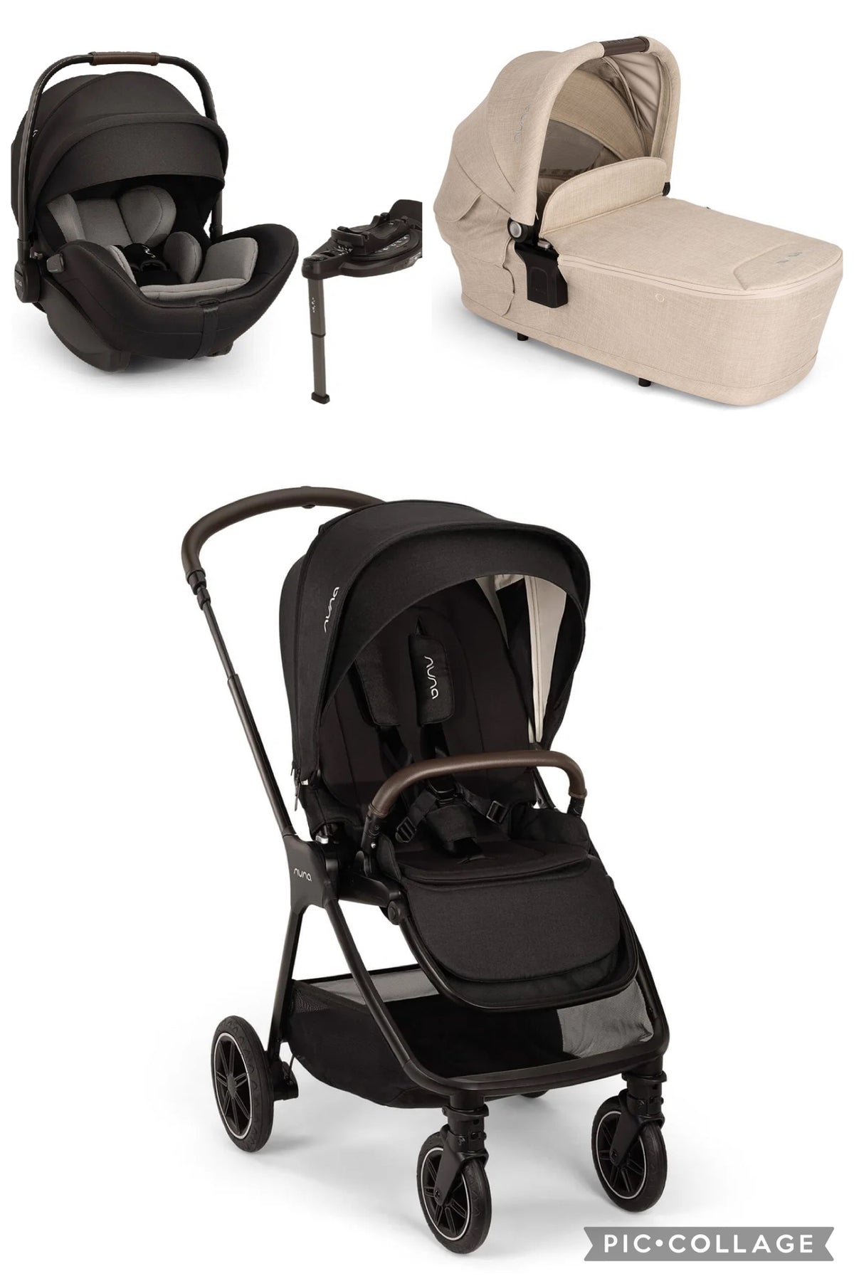 Nuna TRIV Next & ARRA Flex & BASE Curv Bundle - Caviar Biscotti