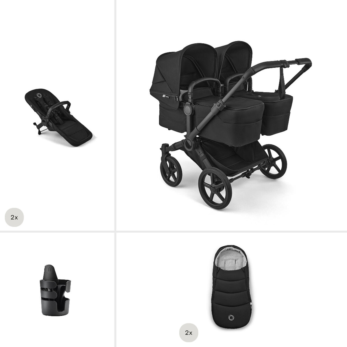 Bugaboo Donkey 6 Twin Essential pushchair bundle Heritage Black