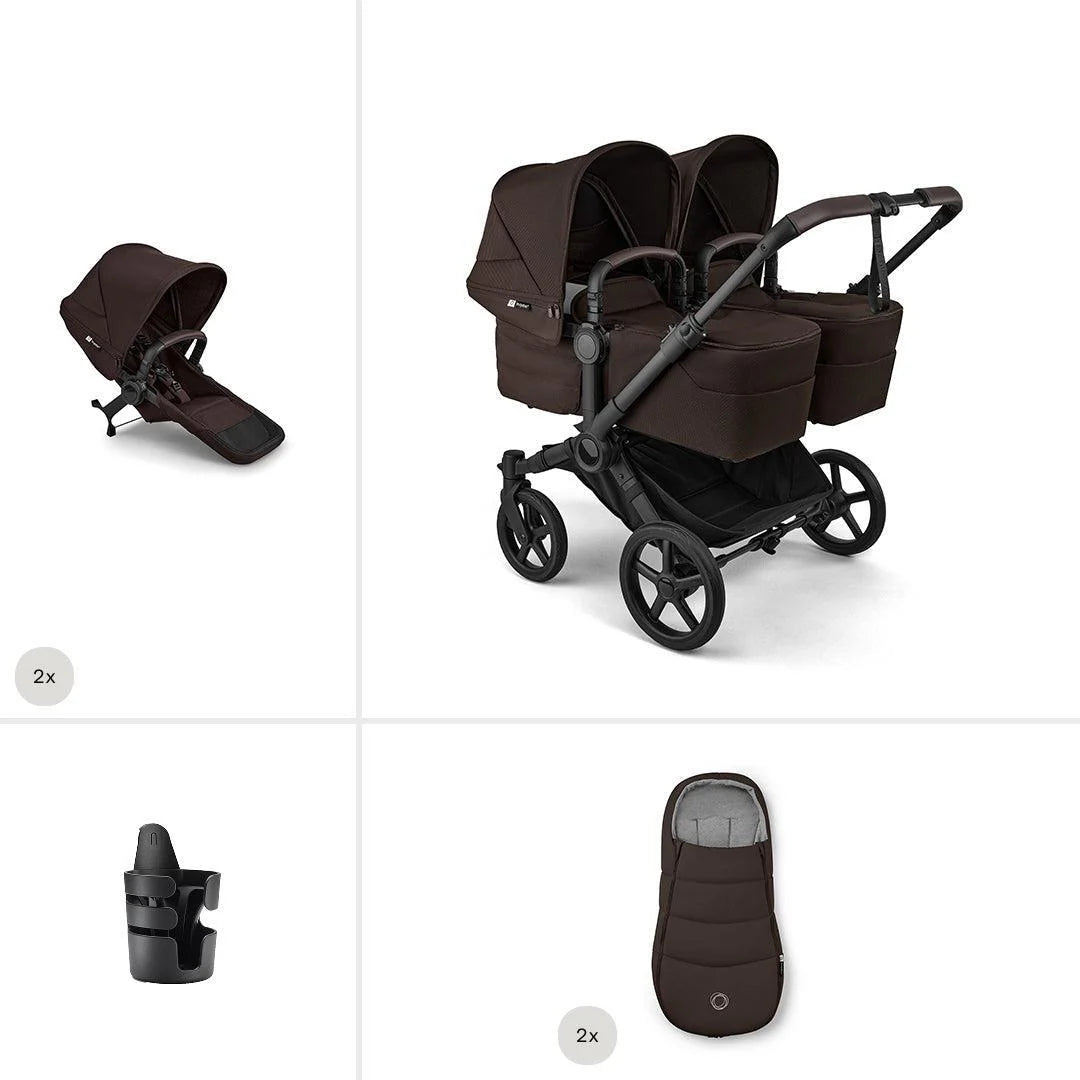 Bugaboo Donkey 6 Twin Essential pushchair bundle Cocoa Brown