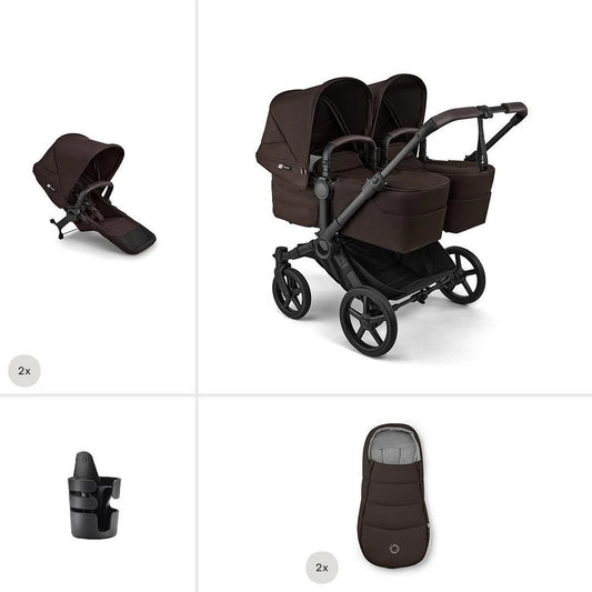 Bugaboo Donkey 6 Twin Essential pushchair bundle Cocoa Brown