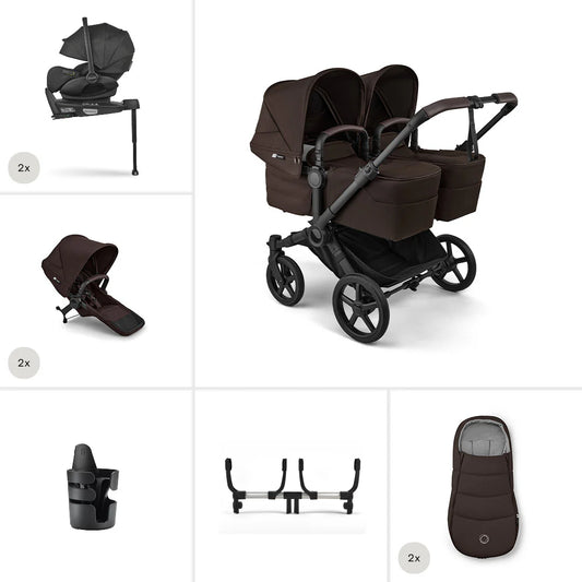 Bugaboo Donkey 6 Twin Ultimate Newborn Bundle Cocoa Brown