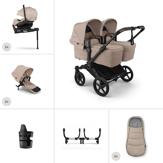Bugaboo Donkey 6 Twin Ultimate Newborn Bundle Desert Taupe