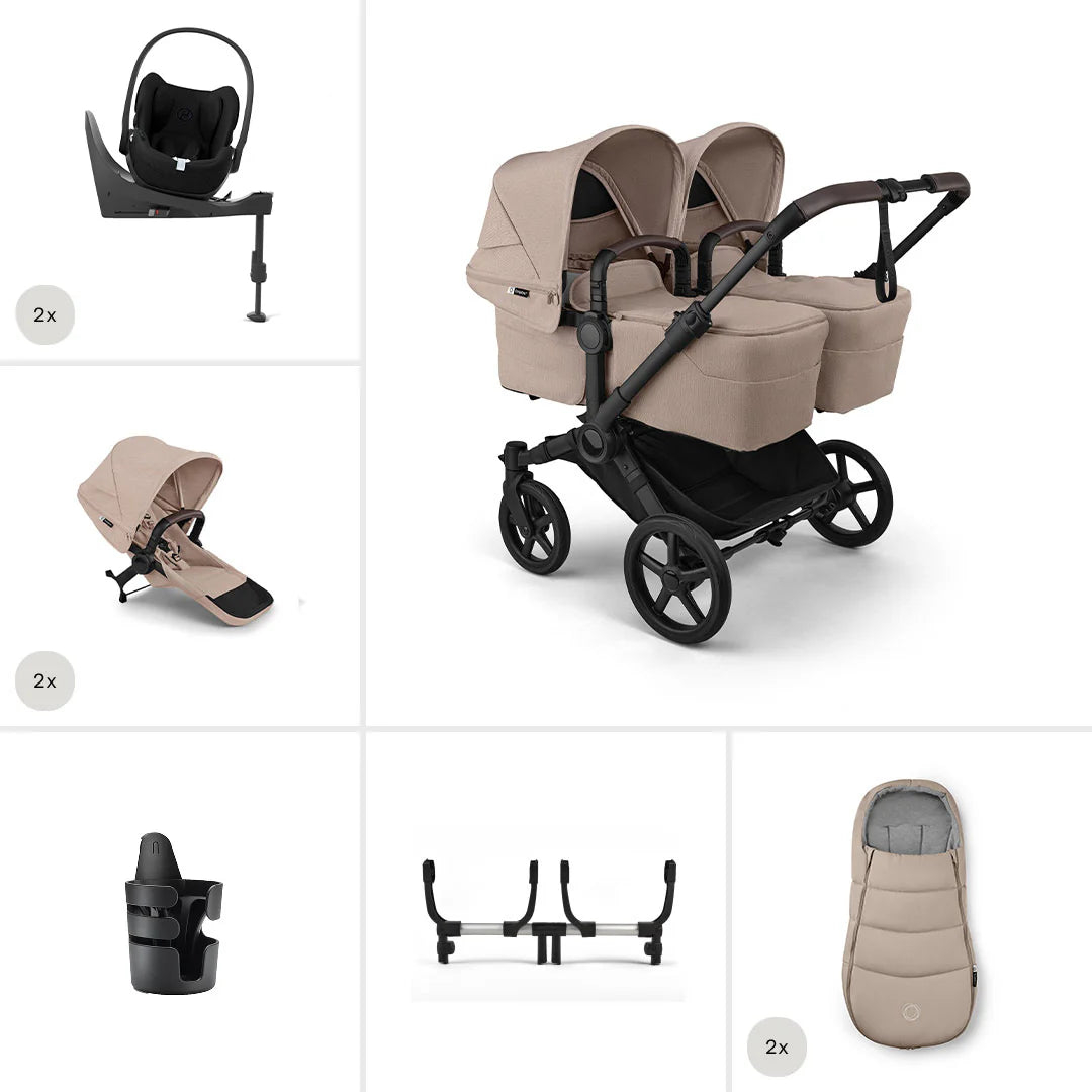 Bugaboo Donkey 6 Twin Ultimate Cloud T Newborn Bundle Desert Taupe