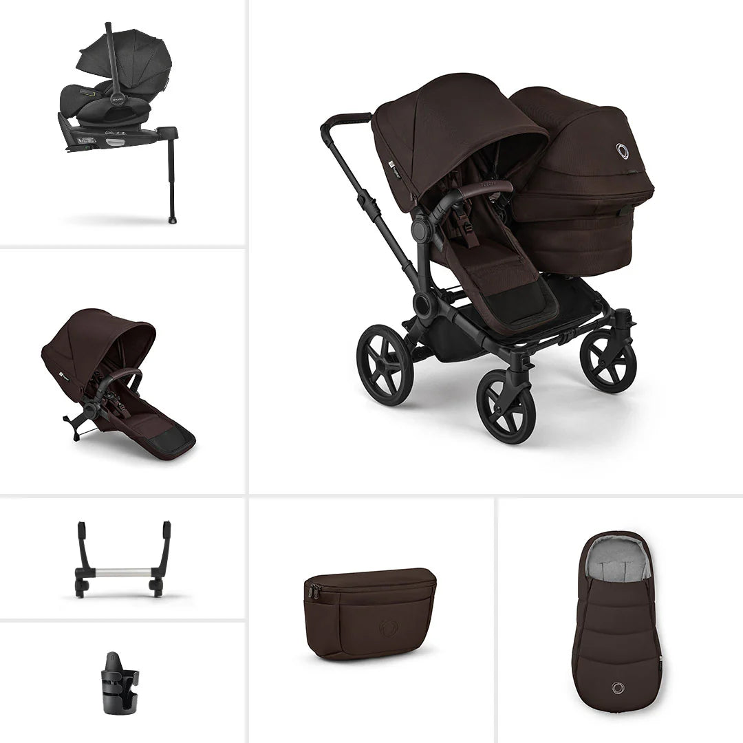 Bugaboo Donkey 6 Double Ultimate Newborn Bundle Cocoa Brown