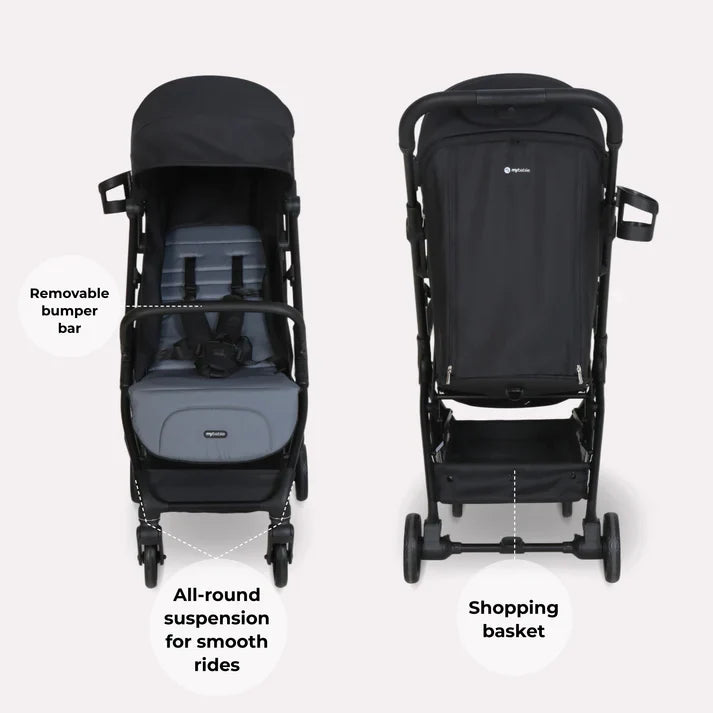 My Babiie MBX6 Auto-Fold Compact Stroller – Black