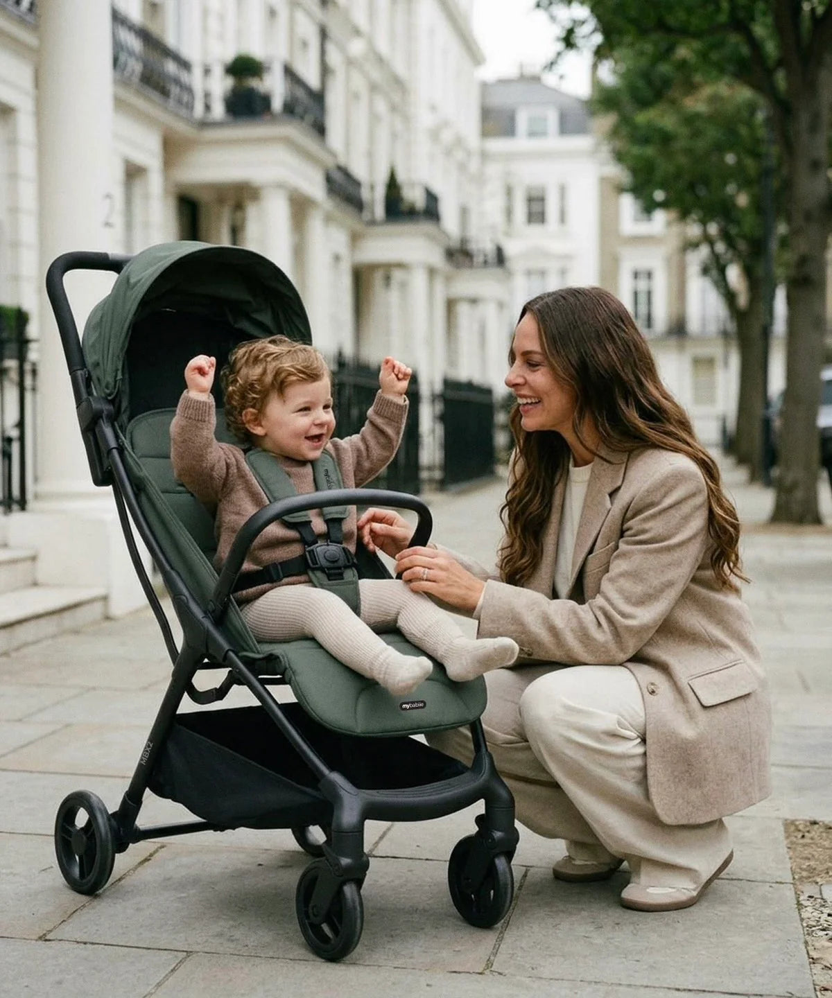 My Babiie MBX6 Auto-Fold Compact Stroller - Forest Green