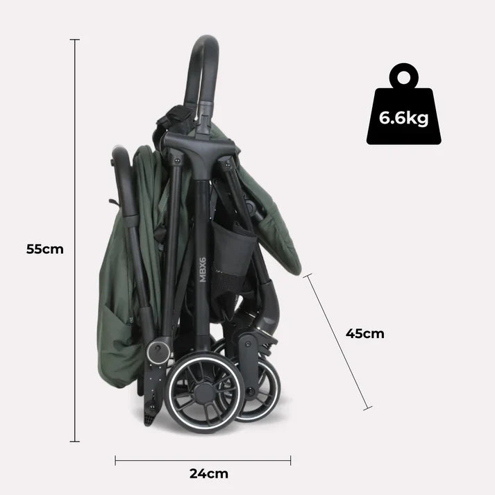 My Babiie MBX6 Auto-Fold Compact Stroller - Forest Green