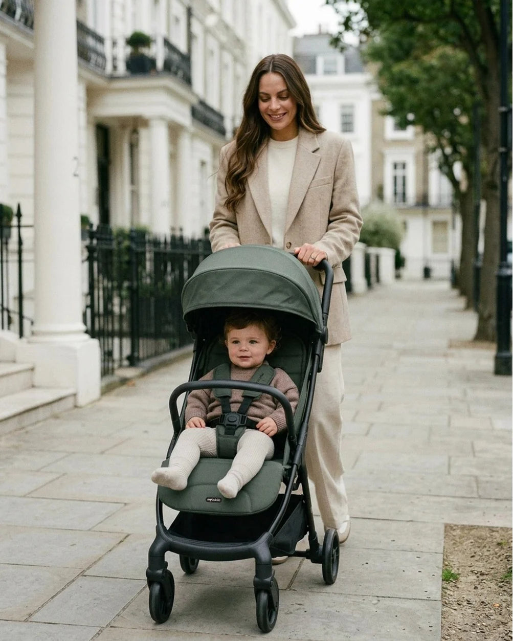My Babiie MBX6 Auto-Fold Compact Stroller - Forest Green