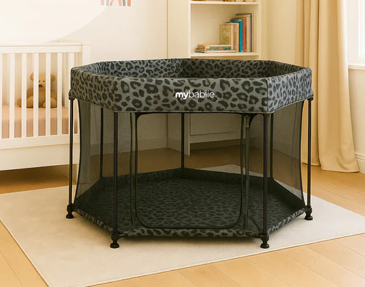 My Babiie Baby Play Pen – Grey Leopard