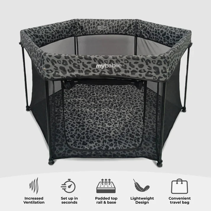 My Babiie Baby Play Pen – Grey Leopard