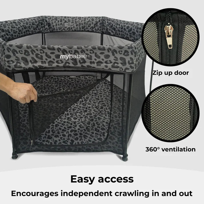 My Babiie Baby Play Pen – Grey Leopard