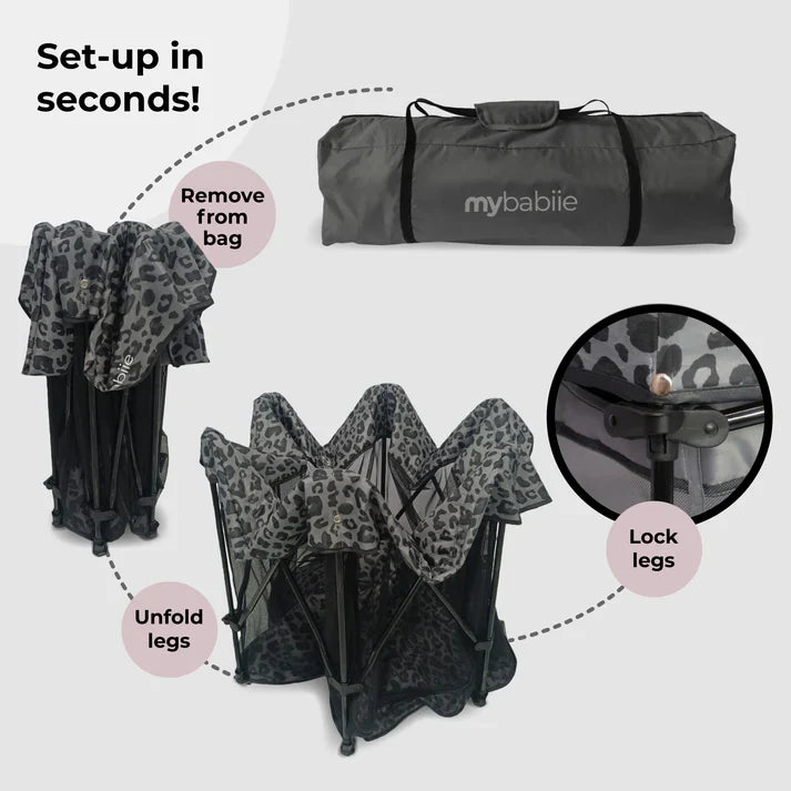 My Babiie Baby Play Pen – Grey Leopard