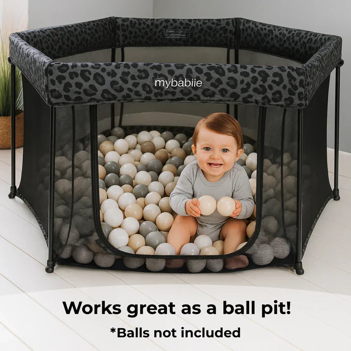 My Babiie Baby Play Pen – Grey Leopard
