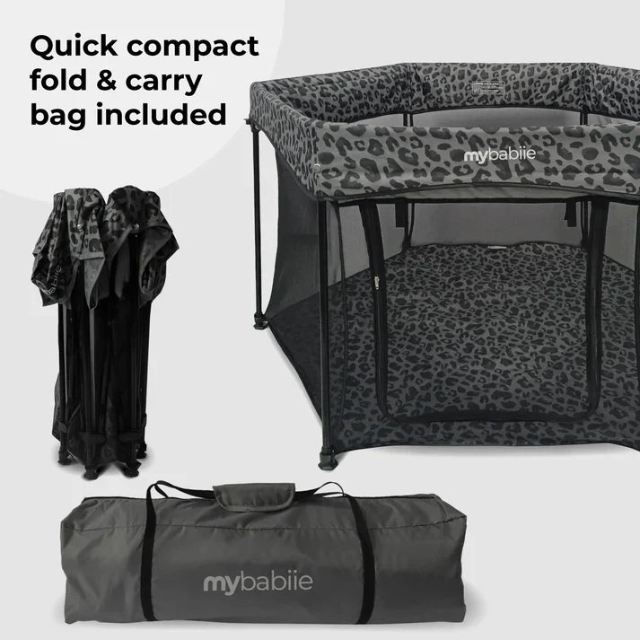 My Babiie Baby Play Pen – Grey Leopard