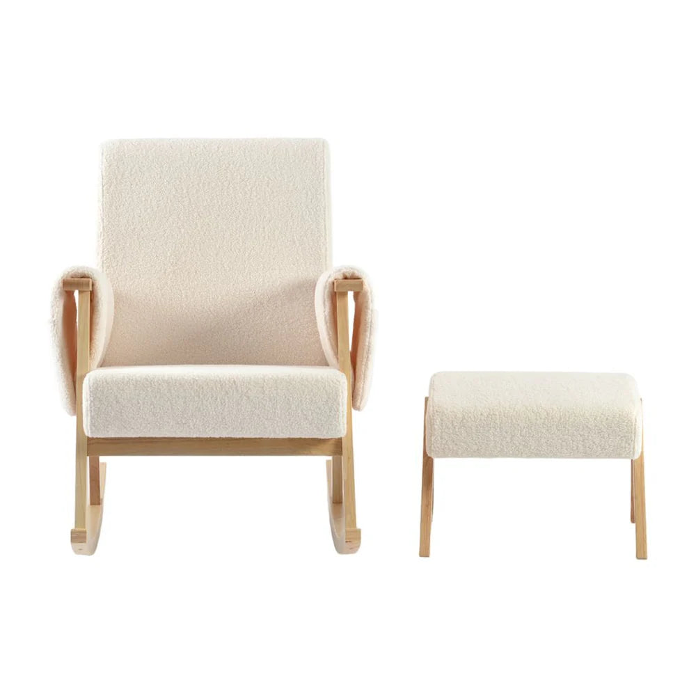 Bebe & Beyond Storyteller Nursing Chair & Stool – Off White Teddy Boucle