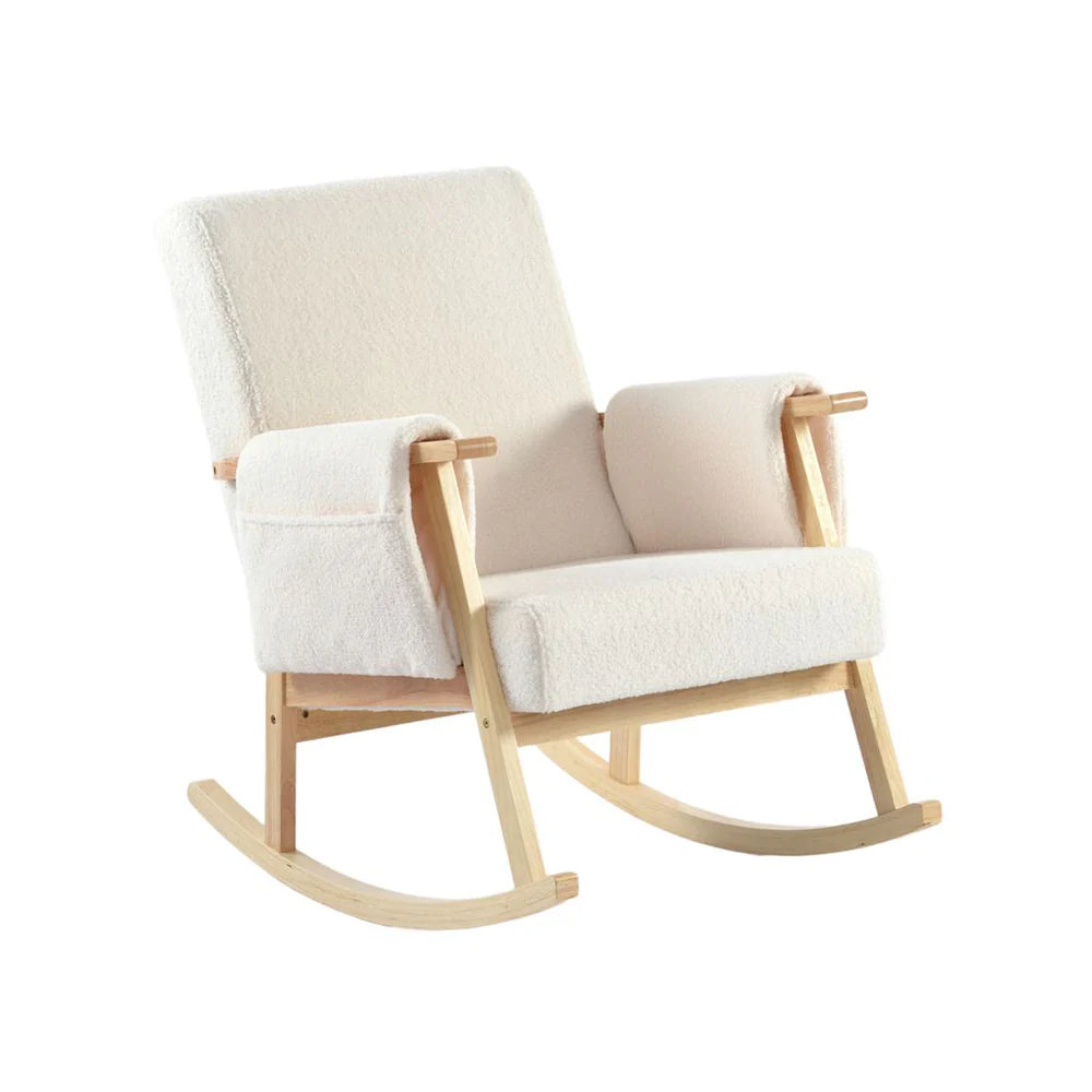 Bebe & Beyond Storyteller Nursing Chair & Stool – Off White Teddy Boucle