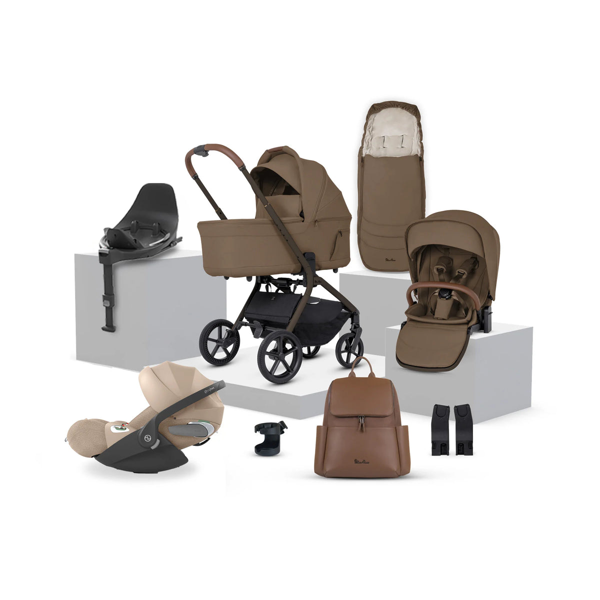 Silver Cross Breez Ultimate 360 Cloud T Beige Car Seat Bundle - Maple Cozy Beige Cloud T