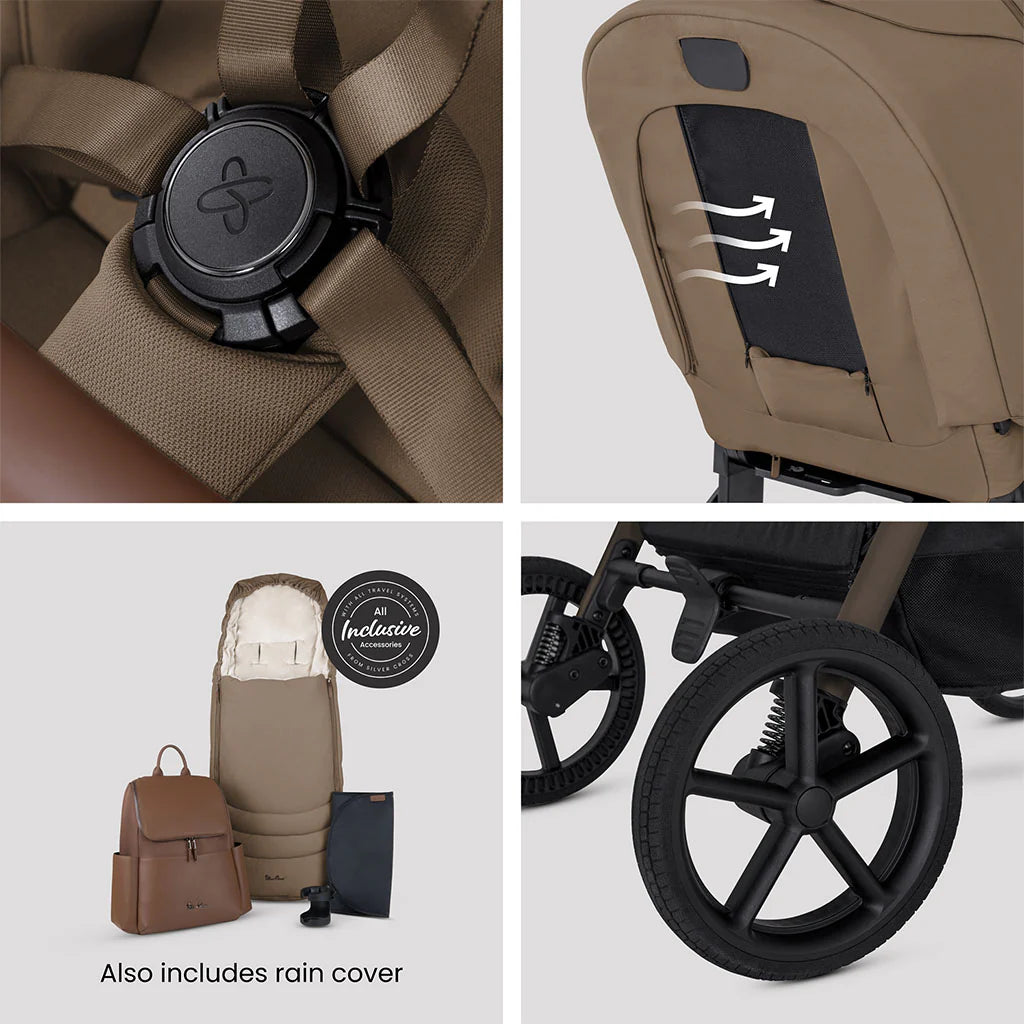 Silver Cross Breez Ultimate 360 Cloud T Beige Car Seat Bundle - Maple Cozy Beige Cloud T