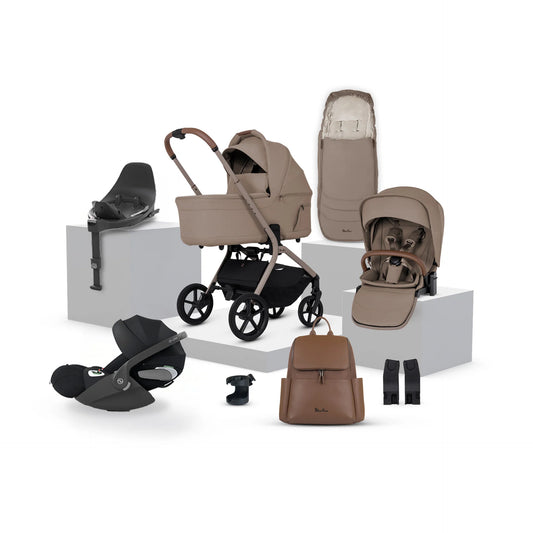 Silver Cross Breez Ultimate 360 Cloud T Beige Car Seat Bundle - Champagne Black Cloud T