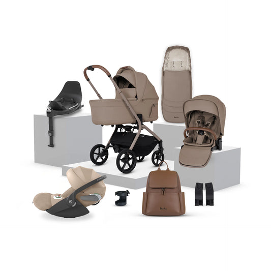 Silver Cross Breez Ultimate 360 Cloud T Beige Car Seat Bundle - Champagne Cozy Beige Cloud T