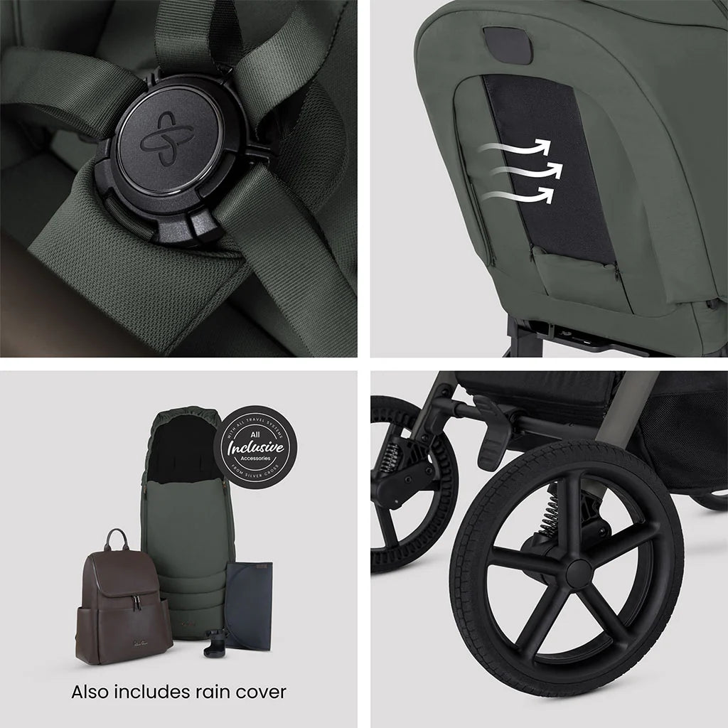 Silver Cross Breez Ultimate 360 Cloud T Beige Car Seat Bundle - Pewter Black Cloud T