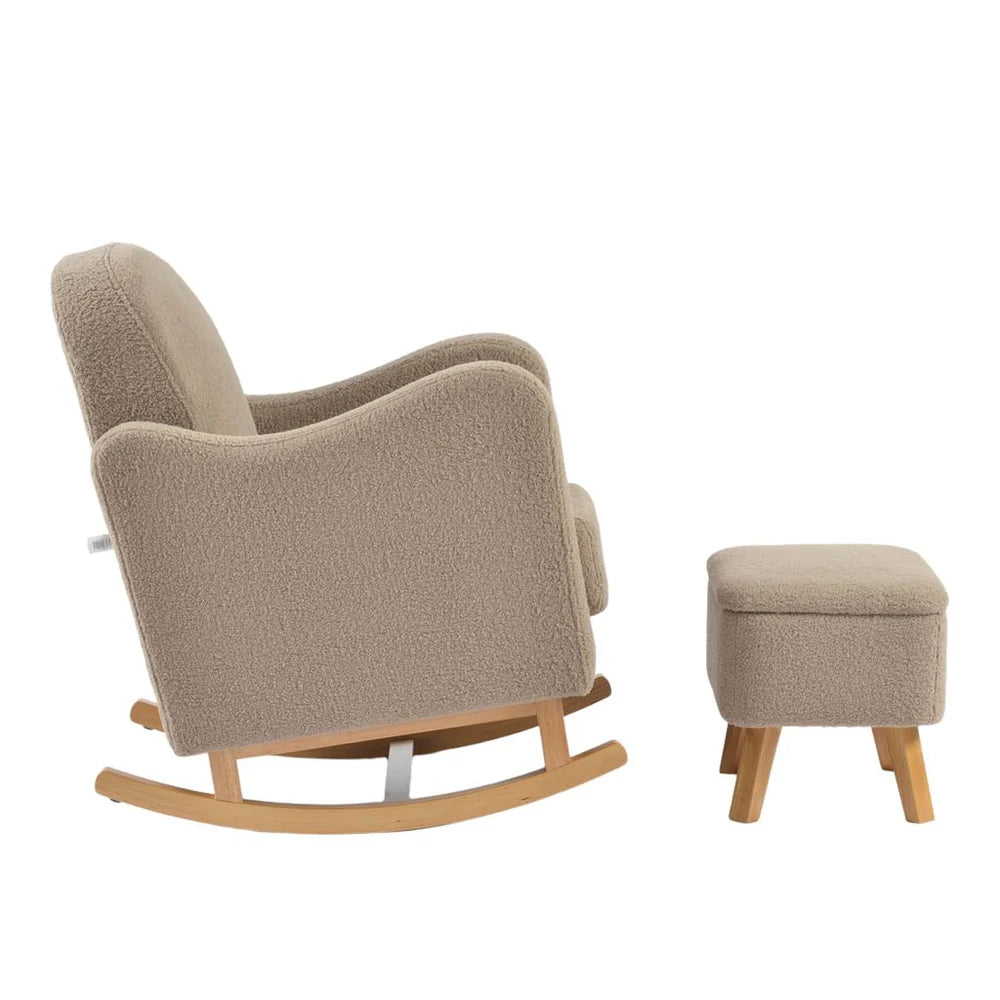 Bebe & Beyond Soother Nursing Chair + Stool – Boucle Collection Biscuit