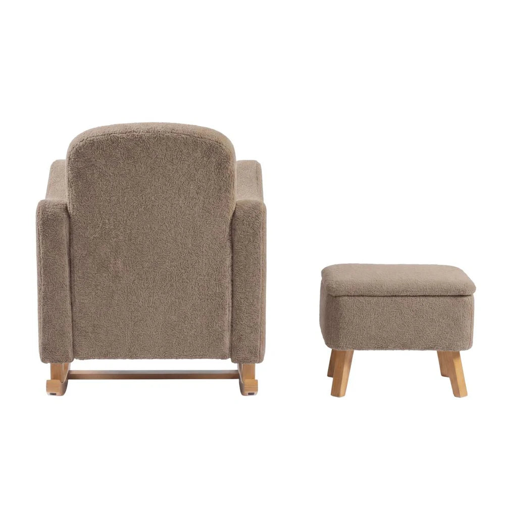 Bebe & Beyond Soother Nursing Chair + Stool – Boucle Collection Biscuit
