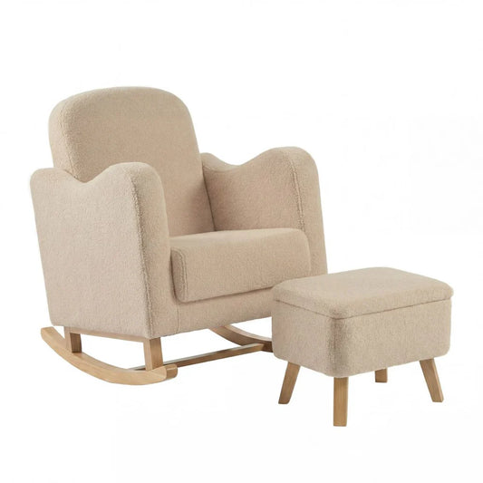 Bebe & Beyond Soother Nursing Chair + Stool – Boucle Collection Oat