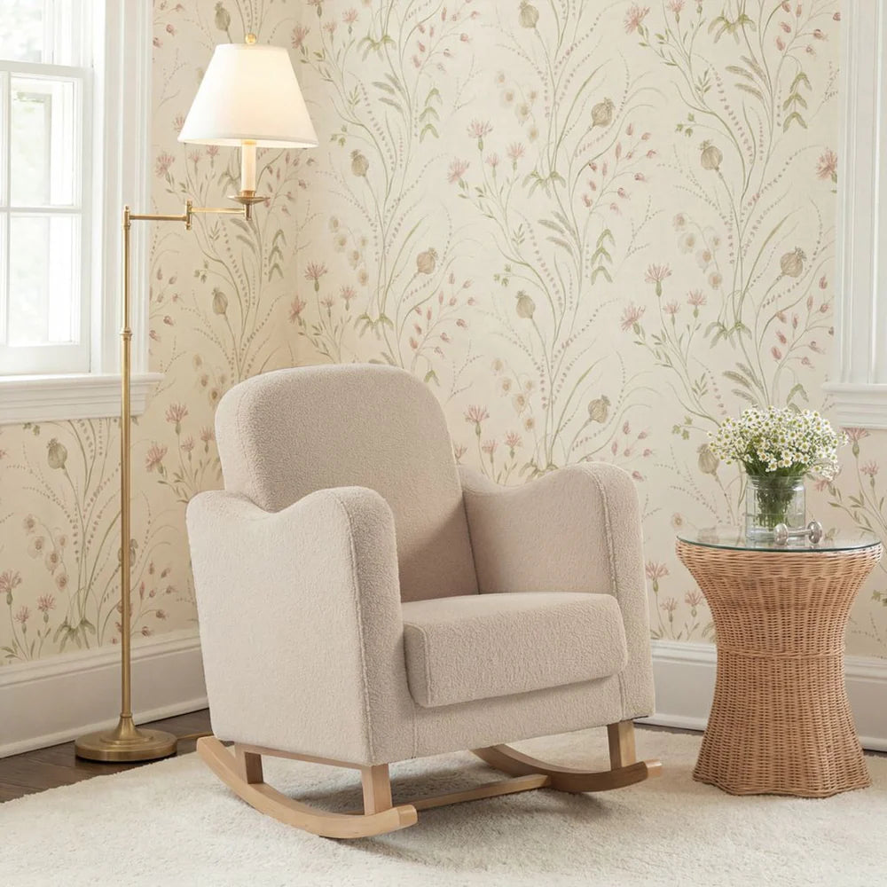 Bebe & Beyond Soother Nursing Chair + Stool – Boucle Collection Oat
