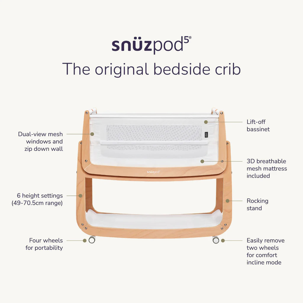 SnuzPod5 Bedside Crib Cashemere