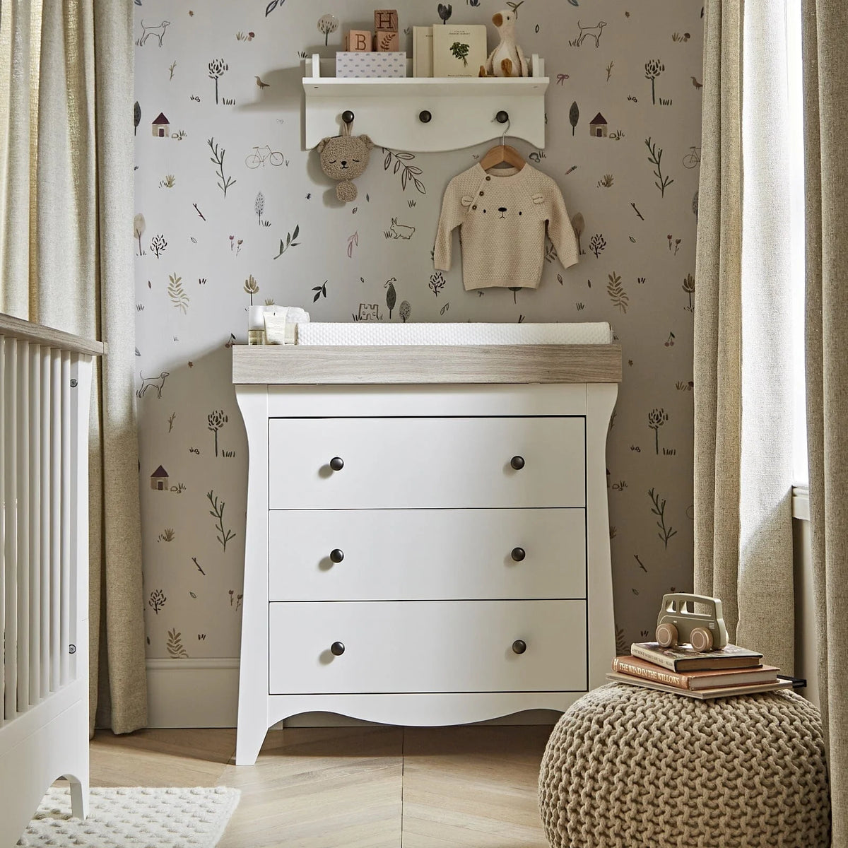 Cuddle Co Clara 2 Piece Nursery Furniture Set - White & Ash