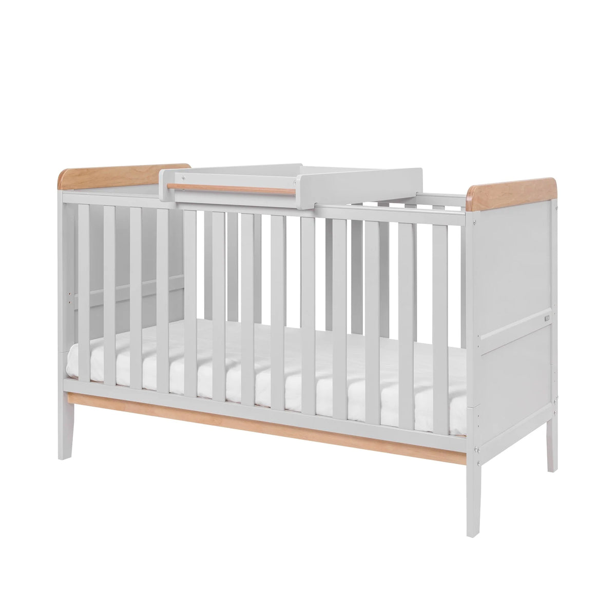 Tutti Bambini Rio Cot Bed with Cot Top Changer & Mattress Honey Oak & Dove Grey