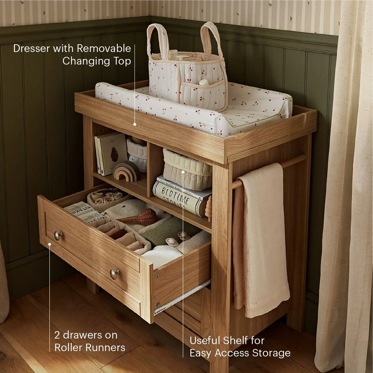 Cuddle Co Burford 3 Piece Nursery Furniture Set - Oak