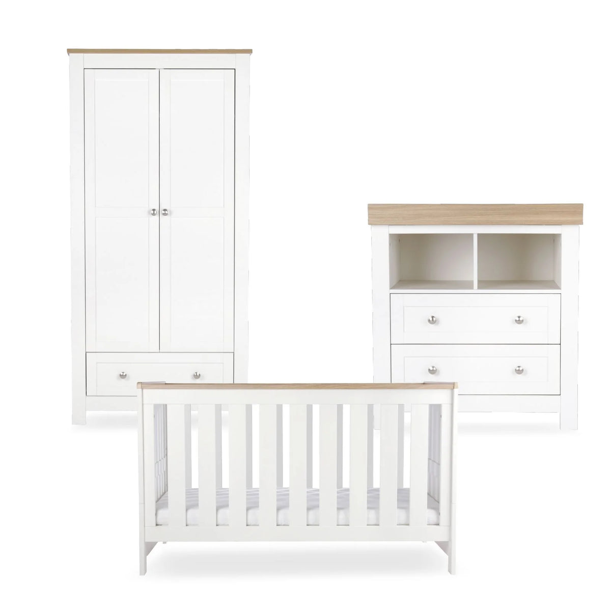 Cuddle Co Burford 3 Piece Nursery Furniture Set - White & Oak