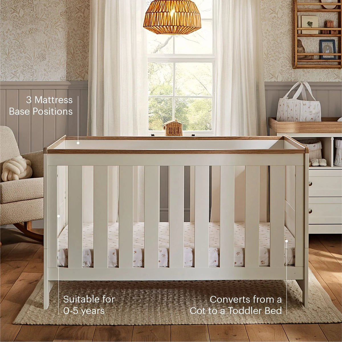 Cuddle Co Burford 3 Piece Nursery Furniture Set - White & Oak