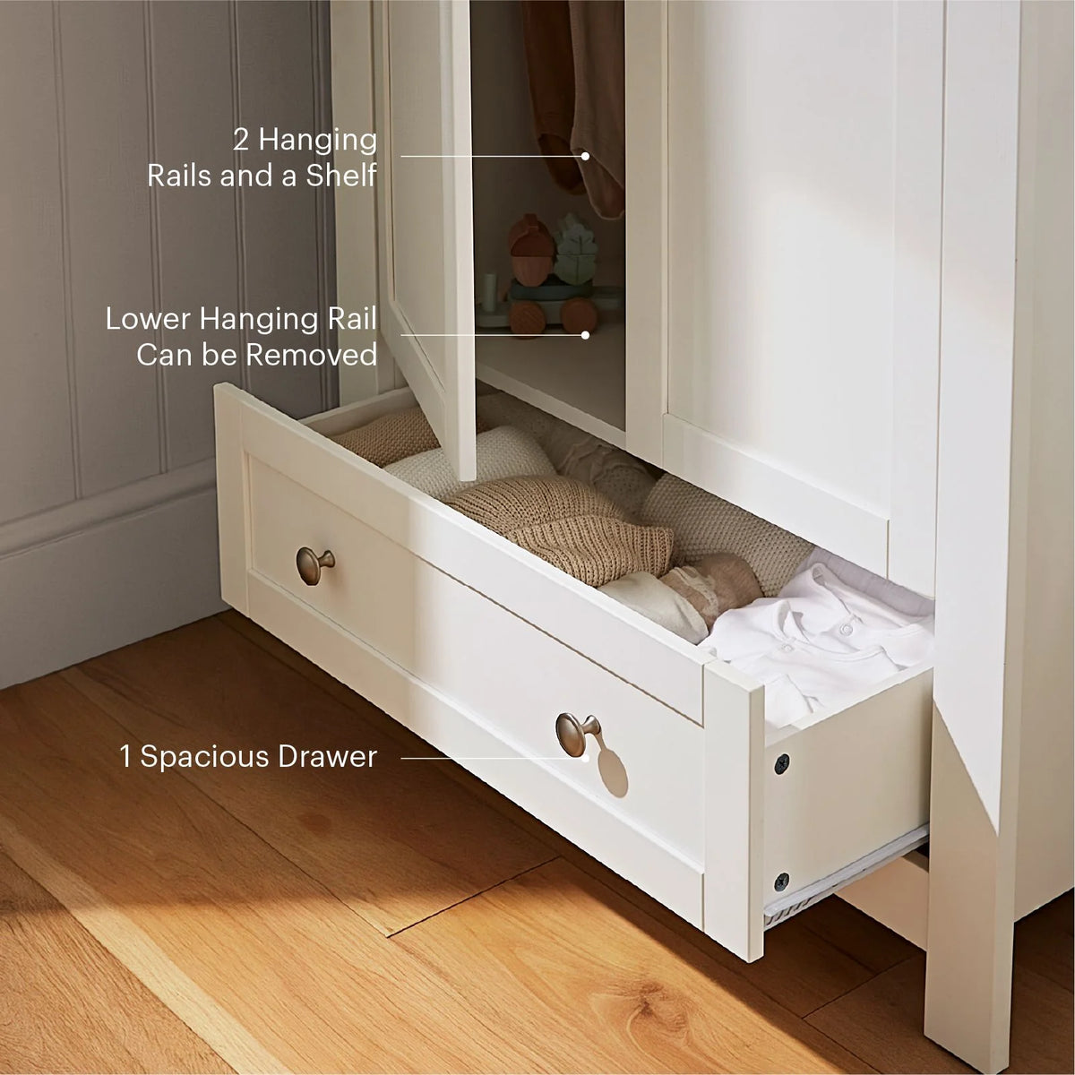 Cuddle Co Burford 3 Piece Nursery Furniture Set - White & Oak