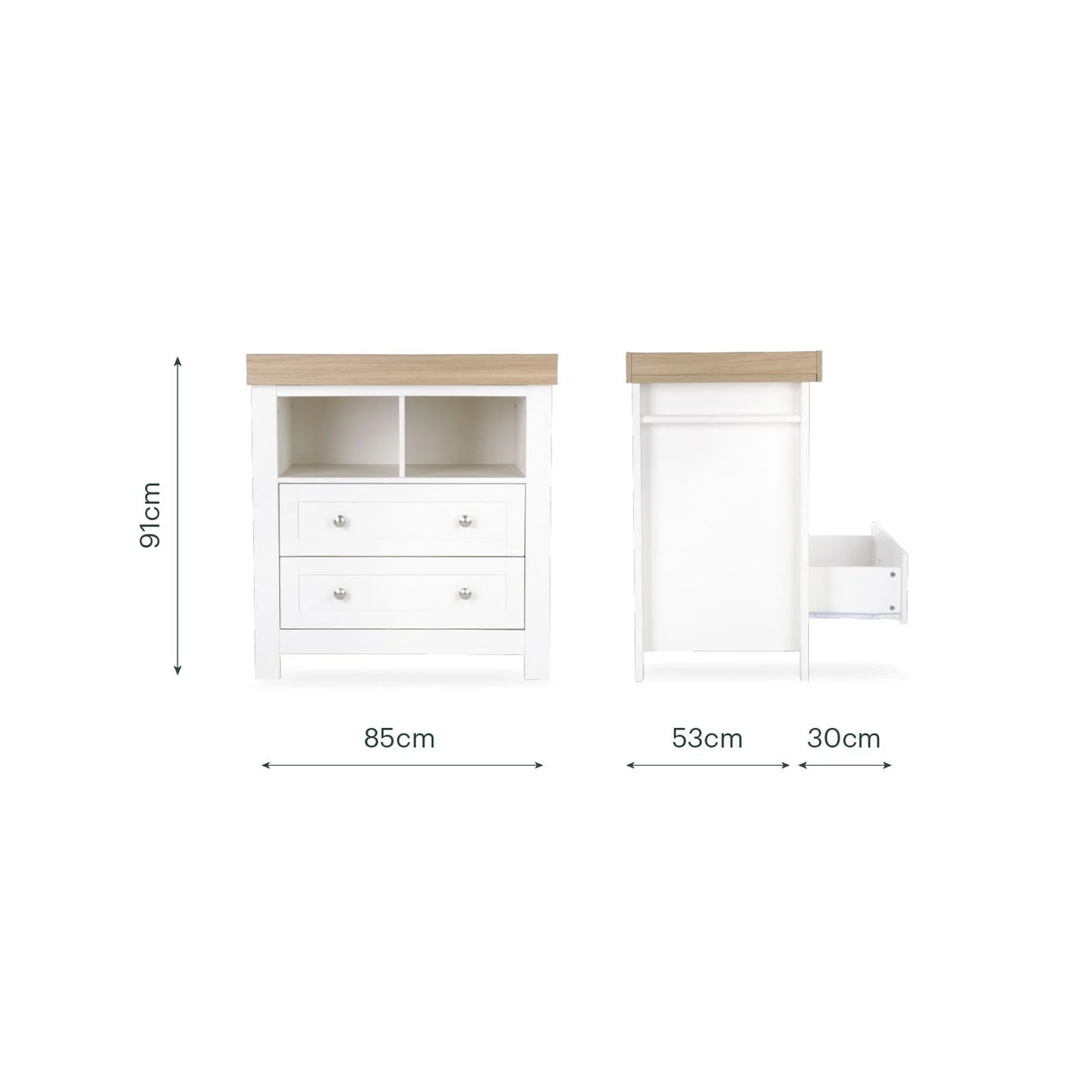 Cuddle Co Burford 3 Piece Nursery Furniture Set - White & Oak