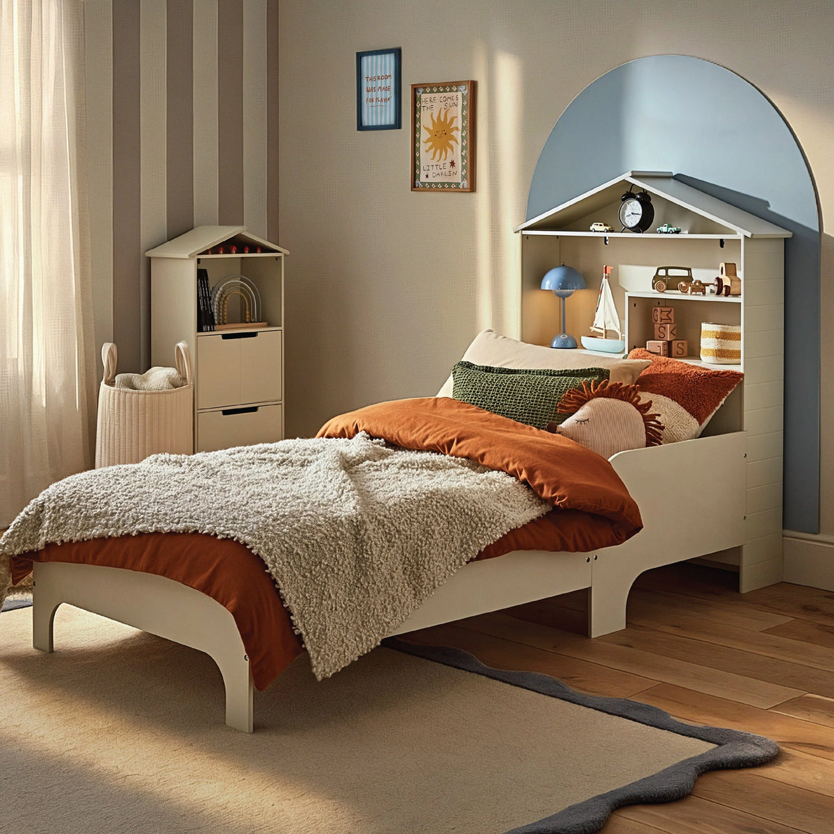 Cuddle Co Play House Single Bed with Storage - Pebble
