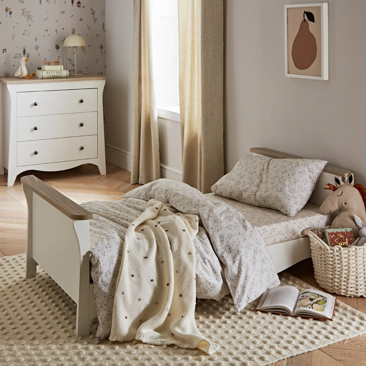 Cuddle Co Clara Toddler Bed - White & Ash
