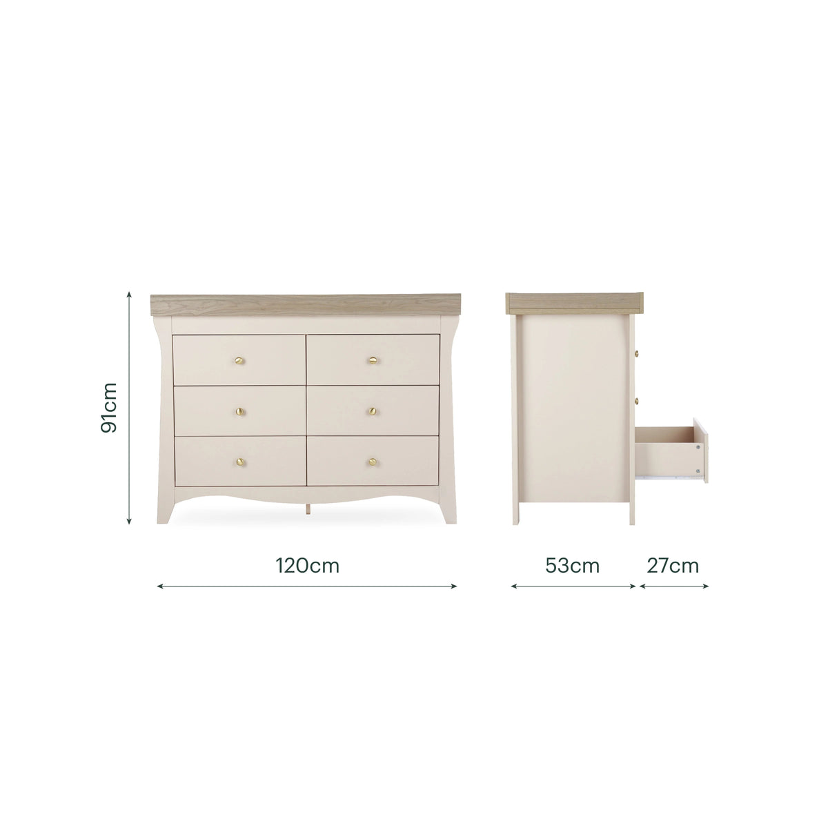 Cuddle Co Clara Luxe 6 Drawer Dresser - Cashmere & Ash Pre Order
