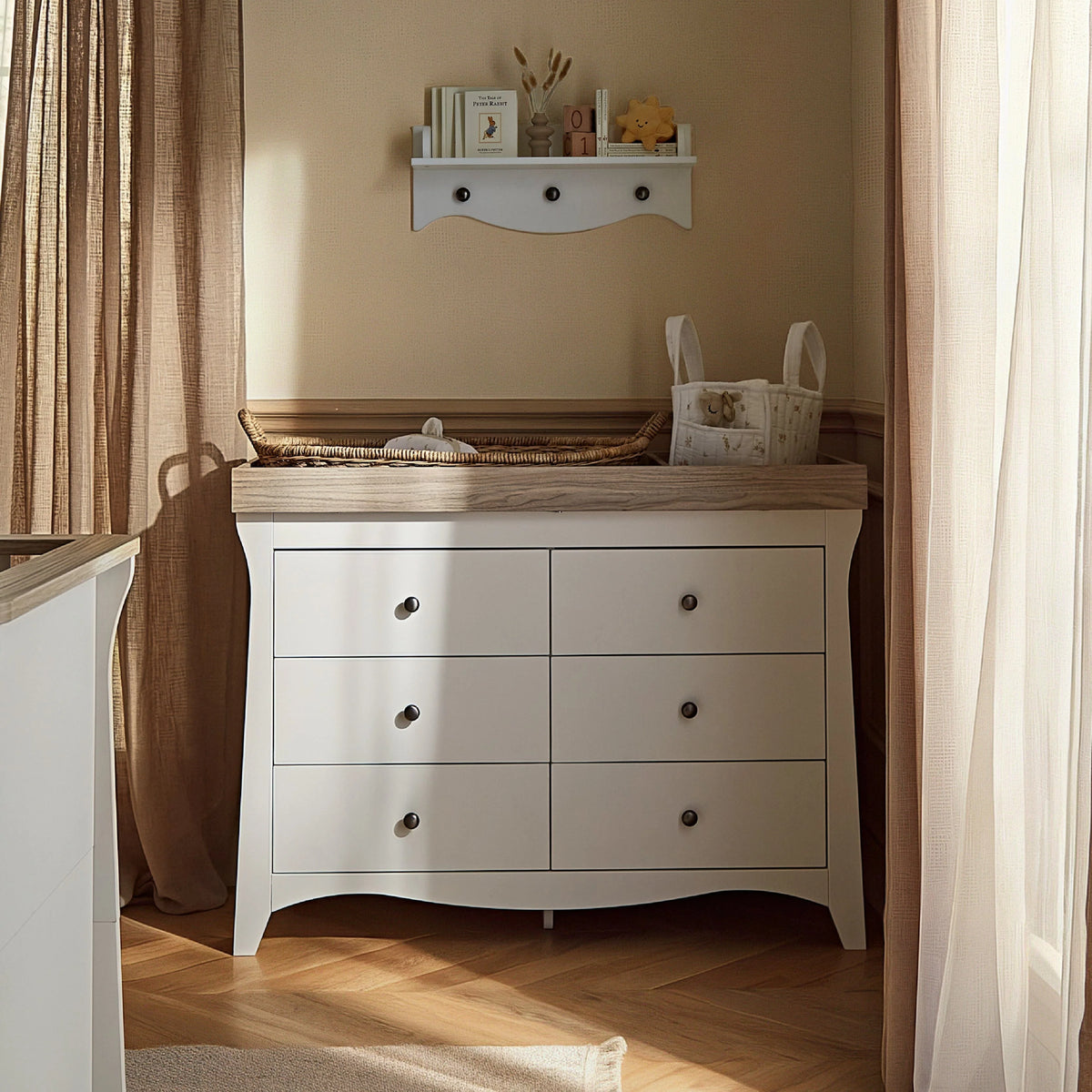 Cuddle Co Clara 6 Drawer Dresser - White & Ash Pre Order