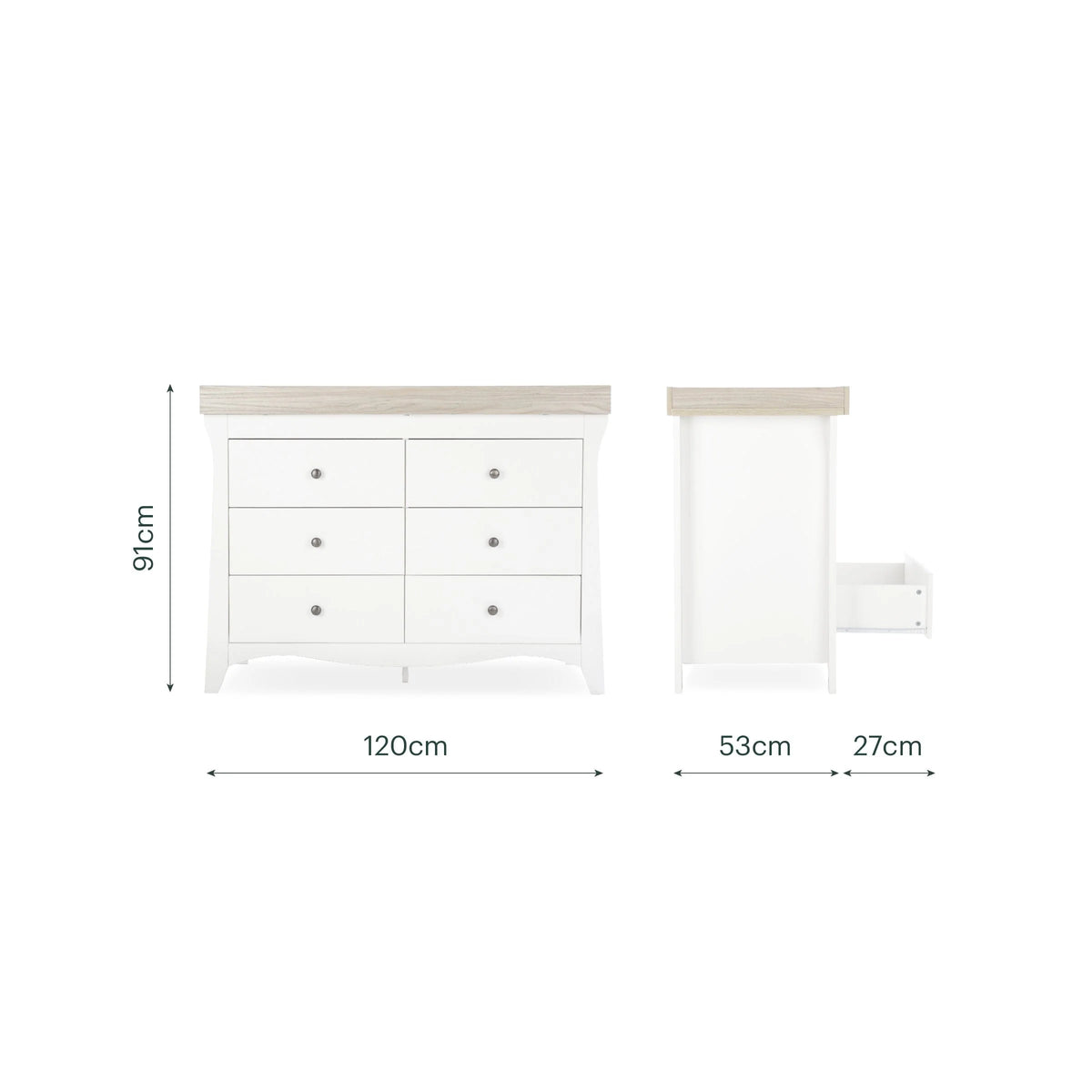 Cuddle Co Clara 6 Drawer Dresser - White & Ash Pre Order
