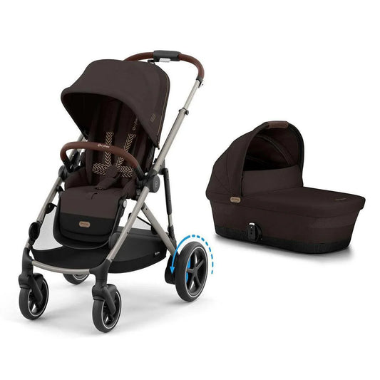 CYBEX e-Gazelle S Pushchair and Carrycot - Chocolate Brown