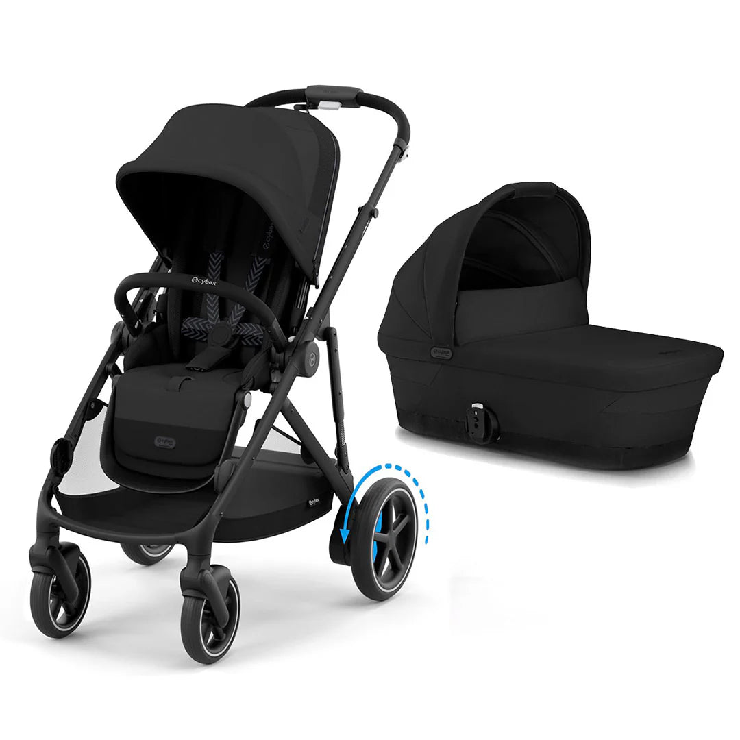 CYBEX e-Gazelle S Pushchair and Carrycot - Moon Black