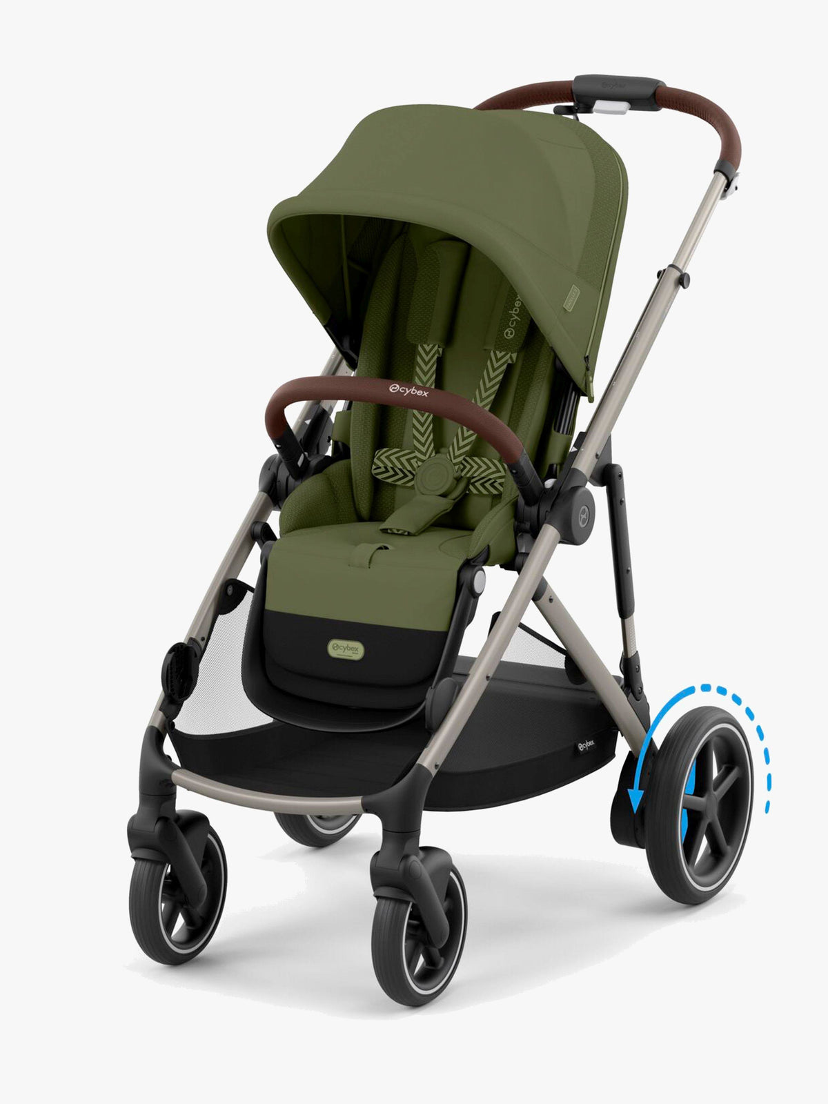 CYBEX e-Gazelle S Pushchair and Carrycot - Moss Green