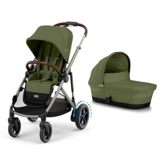 CYBEX e-Gazelle S Pushchair and Carrycot - Moss Green
