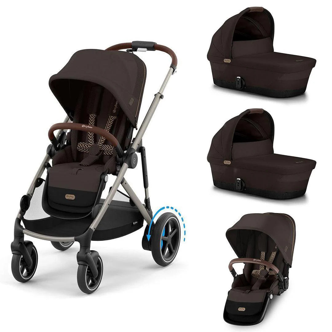 CYBEX e-Gazelle Twin Pushchair Chocolate Brown