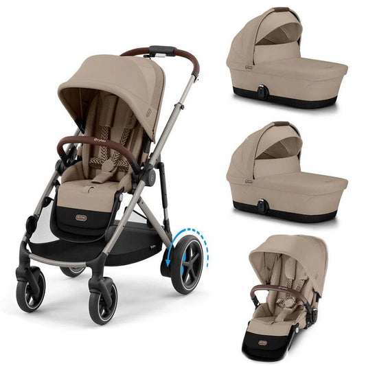 CYBEX e-Gazelle Twin Pushchair Almond Beige