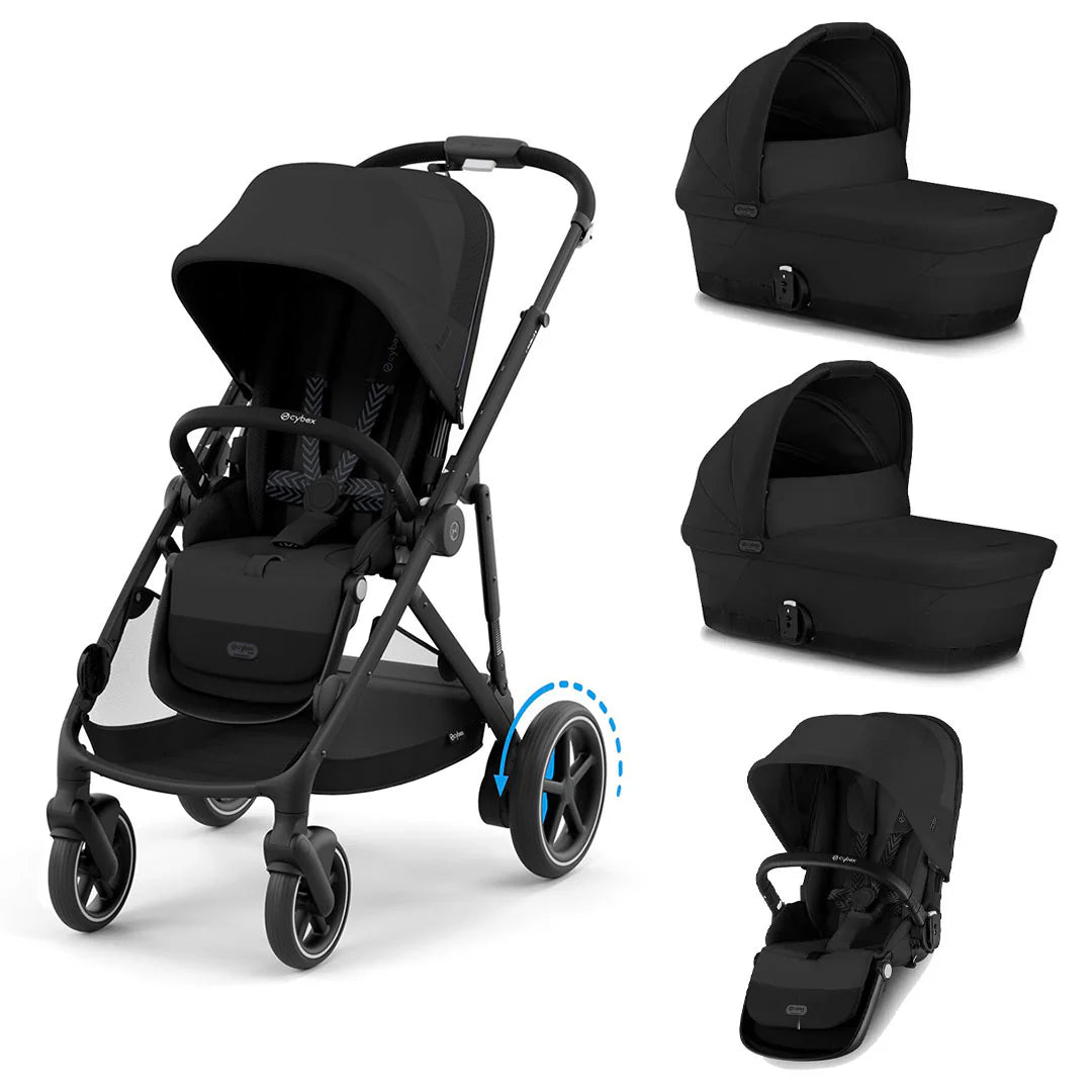 CYBEX e-Gazelle Twin Pushchair Moon Black