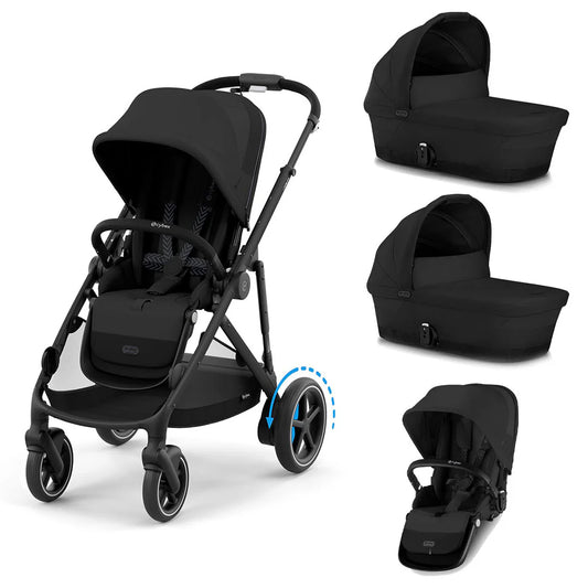 CYBEX e-Gazelle Twin Pushchair Moon Black